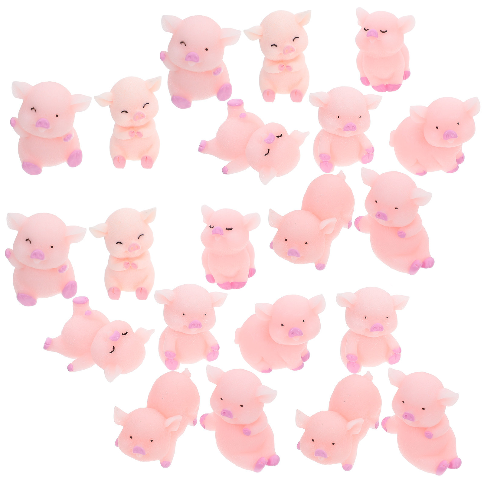 Succulent Set - 24Pcs Pink Pig Cake Decoration Resin