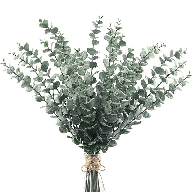 Fiddle Leaf Fig - 20pcs Artificial Eucalyptus Stems Leaves Green