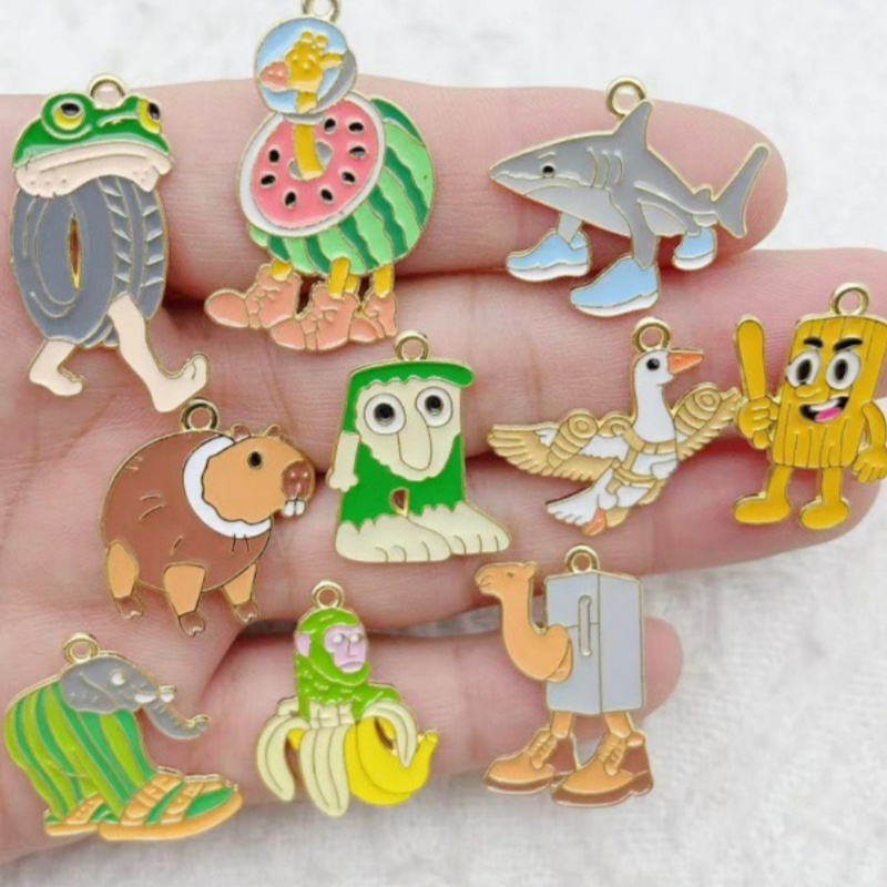 Monstera - 10pcs Creative Alloy Drip Oil Jewelry,