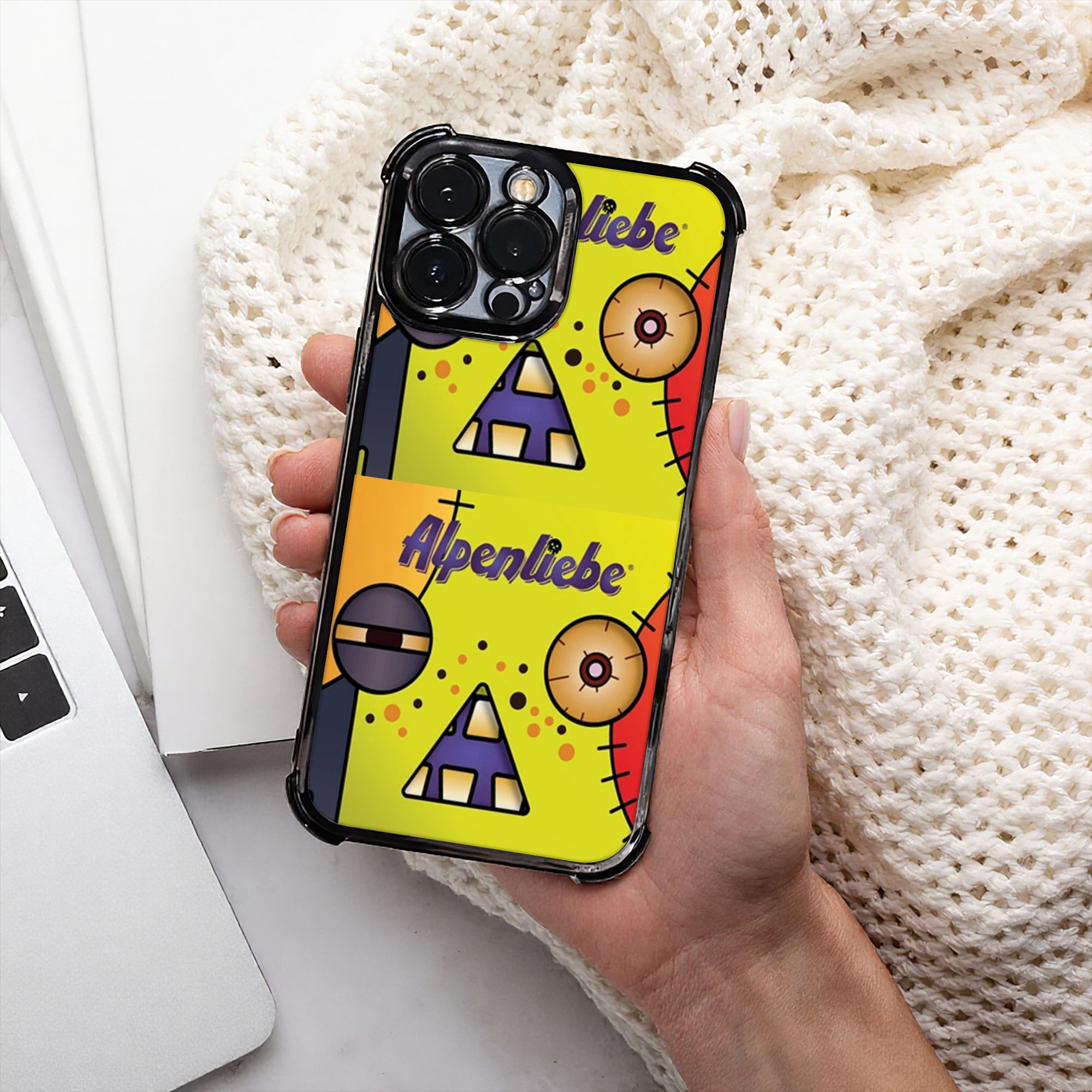 Monstera - Cartoon Monster Face Patchwork Halloween Phone