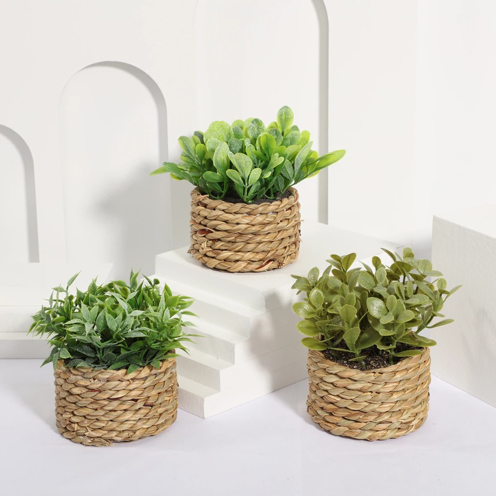 Succulent Set - Green Artificial Potted Plant Eucalyptus Grass