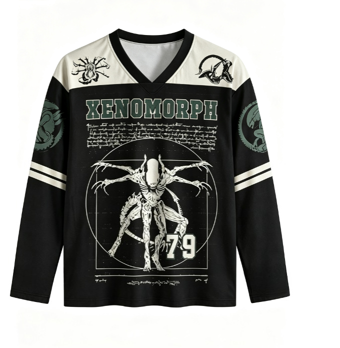 Monstera - Unisex Vintage Xenomorph V Neck Long